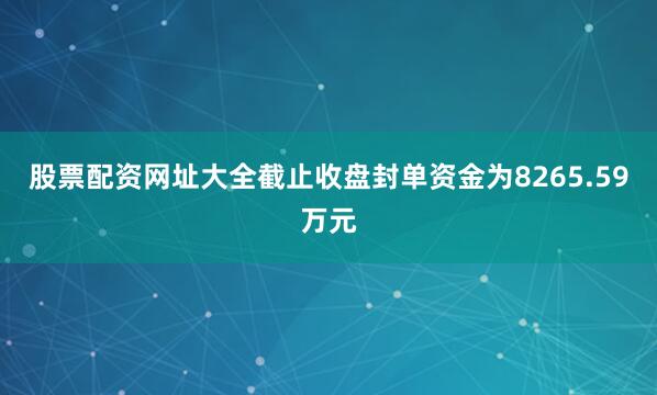 股票配资网址大全截止收盘封单资金为8265.59万元